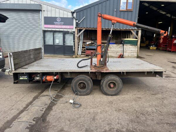 Flat Bed Twin Axle Trailer With Mounted Epco Crane (similar to Ifor Williams)