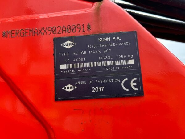 2017 Kuhn Merge Maxx 902 Belt Merger 9m Forage Crop Rake Very Good Condition